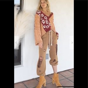 Color block print sweater.